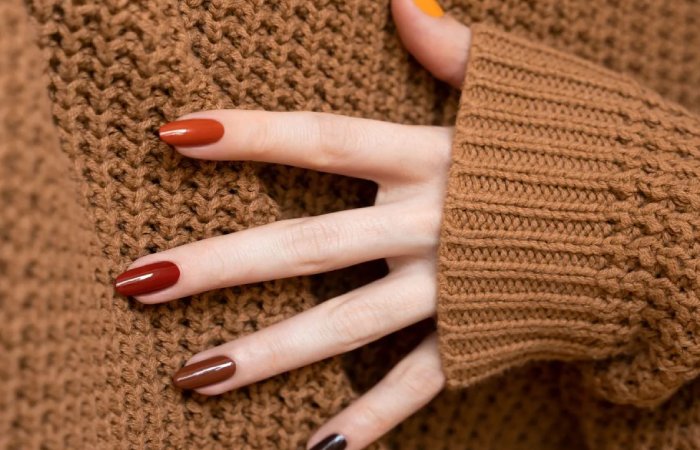 Light Brown Skittle Nails